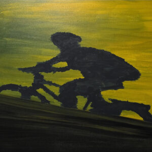 Bycicle shadow on the wall painting